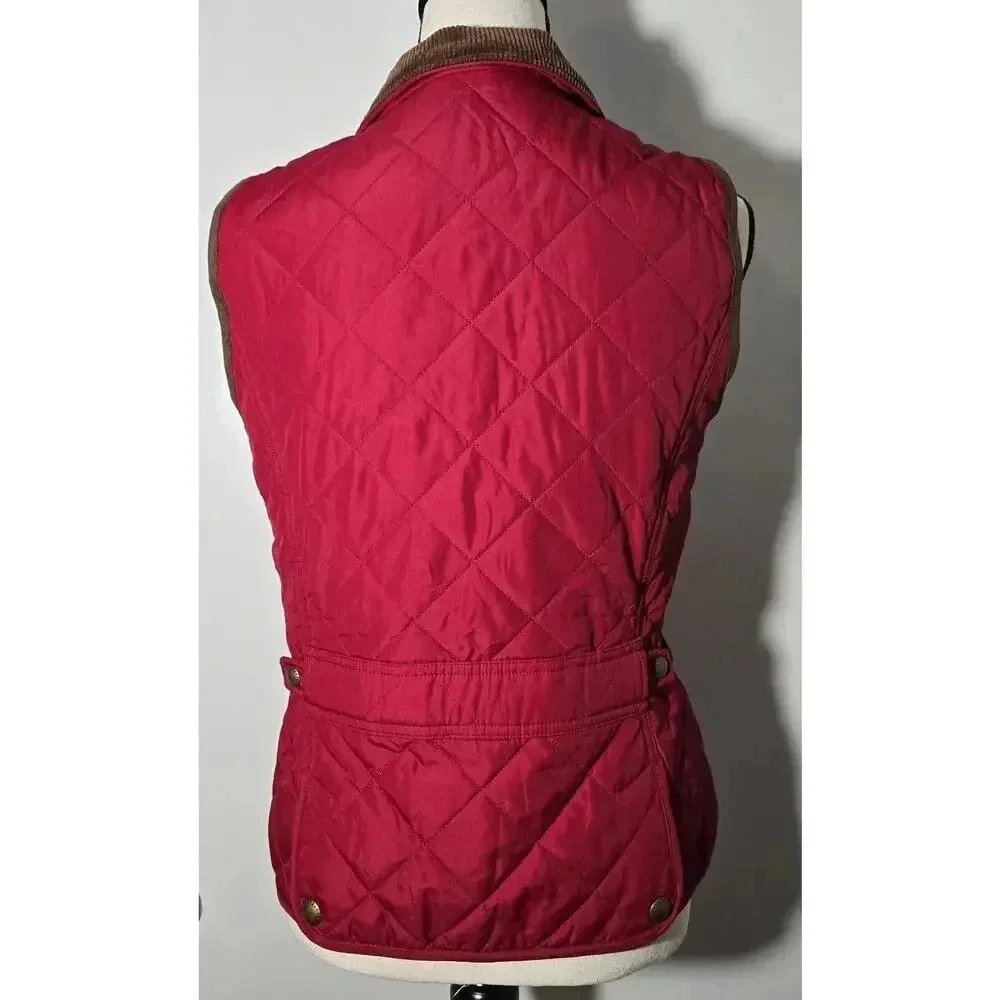 Lauren Ralph Lauren Women's Vest Quilted Square Red Pockets Zipper Front Small - Picture 4 of 8